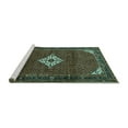 thumbnail image 2 of Ahgly Company Machine Washable Indoor Square Persian Turquoise Blue Traditional Area Rugs, 8' Square, 2 of 4