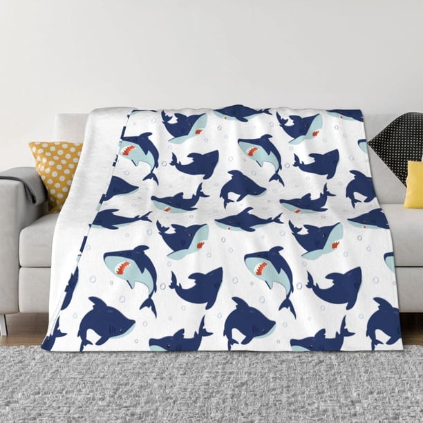 Fotbe Cute Shark Manta de Franela con Estampado, Manta Ultrasuave para Cama, Sofá, Auto, Hipoalergénica y Antibolitas-60"x50"