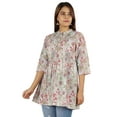 thumbnail image 2 of Moomaya Printed Cotton Tunic Top For WoMen's Mandarin Collar Ethnic Wear Pin Tuck Kurti, 2 of 7