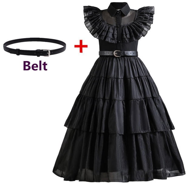 Disfraces de película Wednesday para niñas, disfraz de princesa de cumpleaños, disfraces de fantasía negra para Halloween, Carnaval, vestidos de Cosplay para niños