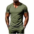 thumbnail image 2 of MHOSTAFH Men's V Neck Tees Shirts Casual Solid Color Short Sleeve Gym Athletic Tops Lightweight Breathable Workout T-shirt, 2 of 9