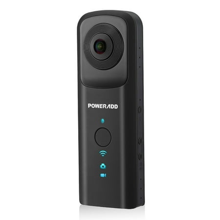 Poweradd 360 Degree VR Camera Dual 210 Degree Fisheye Lens 3D Panoramic Point and Shoot Digital Video Camera, Mini Wireless