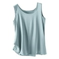 thumbnail image 4 of HongQid Womens Silk Satin Tank Tops Summer Tank Shirt Round Neck Sleeveless Blouse Camisole, 4 of 4
