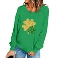 thumbnail image 4 of LEKWK Sweatshirts for Women Gold Glitter Crew Neck Long Sleeve St Patricks Day Shirt Sparkle Shamrock Clover Graphic Festival Pullover, 4 of 5