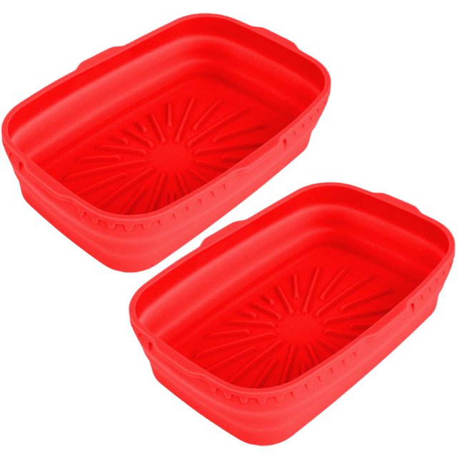 MesaSe 2 Pcs Pot en Silicone pour Friteuse à Air Chaud Doublure de Friteuse à Air Réutilisable Panier de Friteuse à Air Rectangulaire Poêle de Friteuse à Air Antiadhésive Plateau de Cuisson en Silicone pour Friteuse à Air Résistant à la Chaleur Accessoires pour Friteuse à Air pour 8 Qt A