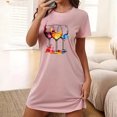 thumbnail image 5 of Women's Nightshirt New Womens 4th of July Nightdress Crew Neck Short Sleeve Casual Nightgown Fashion Graphic Summer Sleepwear Pinky M, 5 of 5