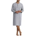 thumbnail image 5 of INSPIRE CHIC Men's Sleepshirts Striped Loose Fit V-Neck Sleepwear with Pocket XL Black, 5 of 6