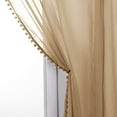 thumbnail image 4 of Pom-Pom Tassel Window Drapes, (Set of 2) Multipurpose Sheer Curtains, 60 X 84, Tan, 4 of 5