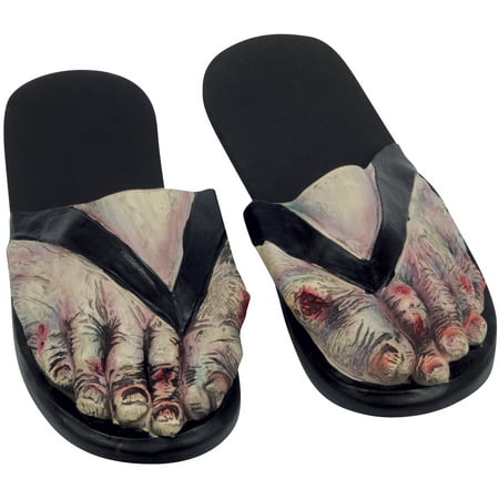 Billy Bob Zombie Crazy Feet Costume Sandles, Grey Black, Large