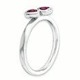 thumbnail image 3 of Bague Double Cœur en Argent Sterling Stackable Expressions Rhodolite Grenat Taille 10, 3 of 3