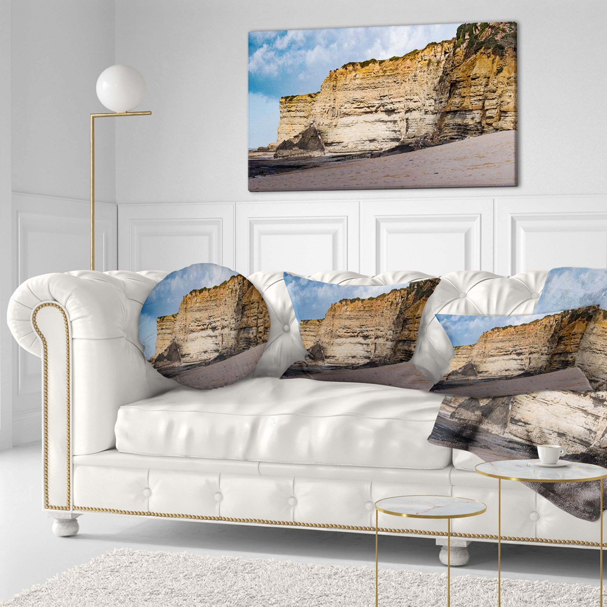 Designart 12" x 20" Blue Polyester Throw Pillow