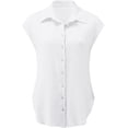 thumbnail image 3 of Cotton linen shirts for women Button Down Short Sleeve Tops V Neck Casual Loose Fit Blouses Solid Summer Beach Blouses Tops Casual Clothes, 3 of 3
