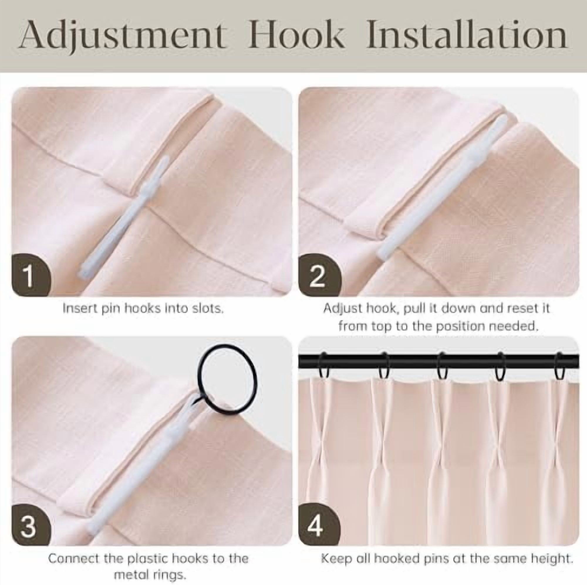 Light Pink Linen Curtains Pinch Pleated 90 Inch Length 2 Panels for Nursery Baby Girls Bedroom Semi Sheer Light Filtering Pleated Linen Curtains for Living Room Bedroom Dusty Blush Pink