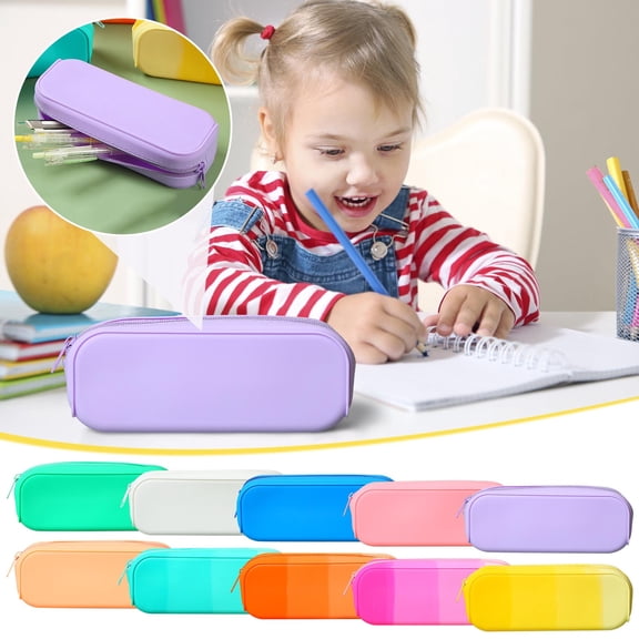 Under $1 Pencil Case Large Capacity Pencil Pouch Silicone Pencil Box Pen Bag Stationery Organizer for College Office Desk Supplies by PALIFEUR