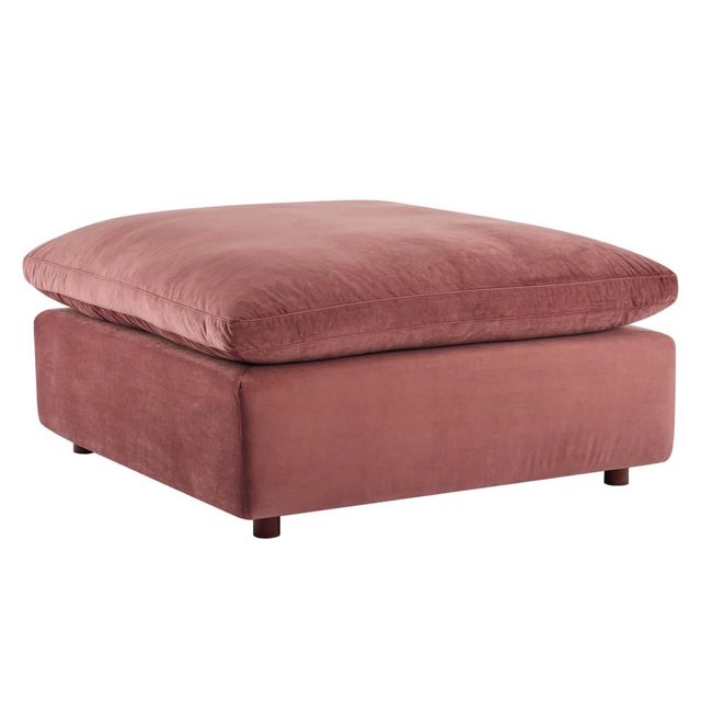 Modway Commix Down Filled Overstuffed Performance Velvet Ottoman in Dusty Rose