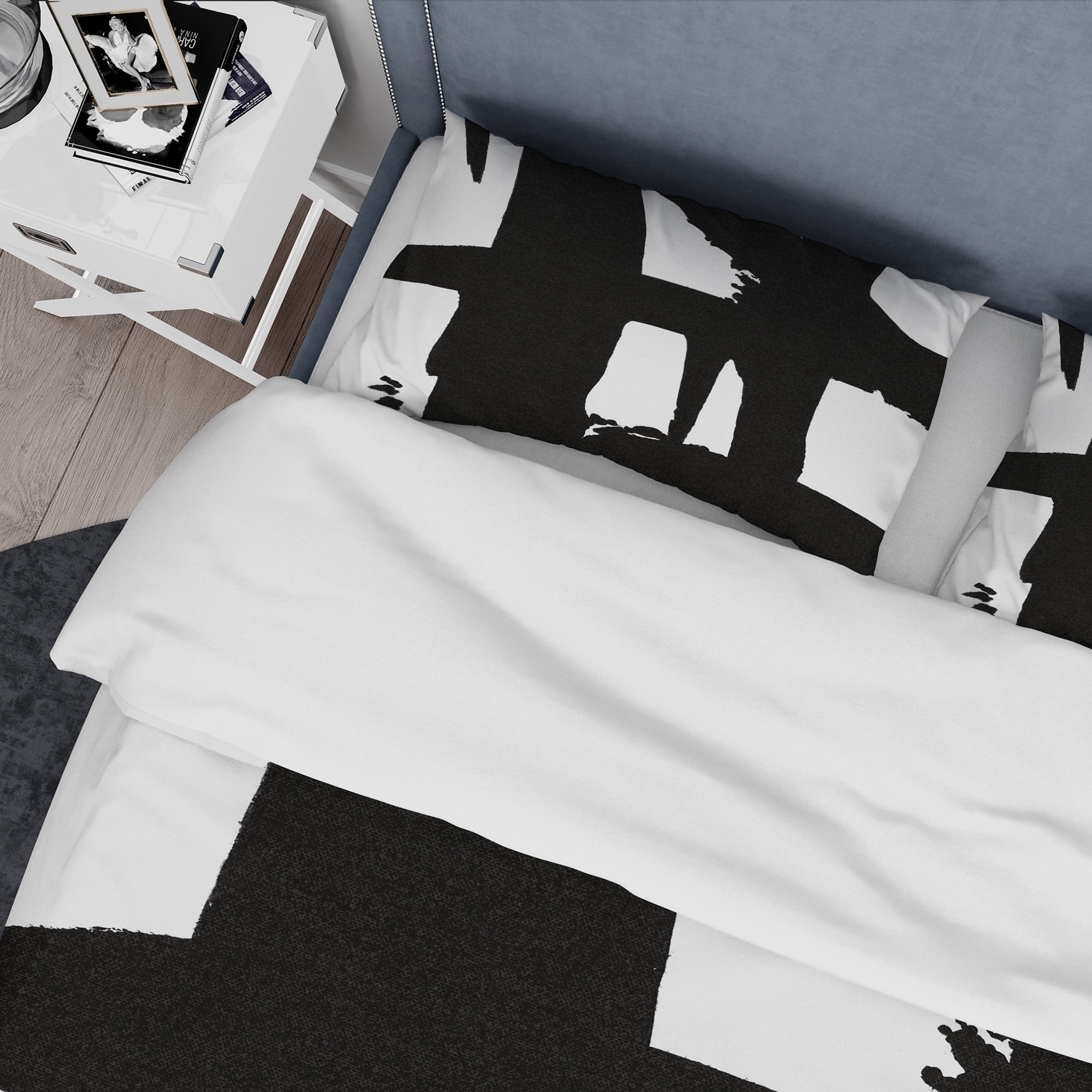 Designart 'Black & White Crossing Paths II' Geometric Duvet Cover Set
