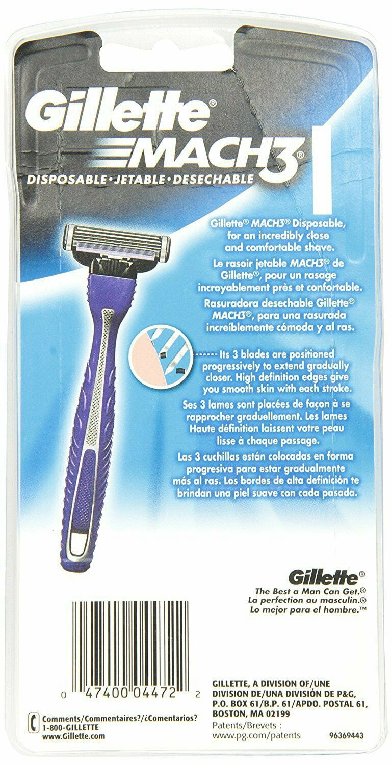 Gillette Mach3 Men's Disposable Razor, 3 Count Mens Razors / Blades