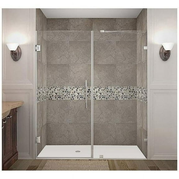 AstonGlobal SDR985-SS-68-10 Nautis 68 x 72 in. Completely Frameless Hinged Shower Door in Stainless Steel