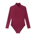 thumbnail image 5 of Doomiva Turtleneck Leotard Long Sleeves Ballet Gymnastic Dance Workout Fitness Bodysuit for Women Burgundy S, 5 of 7