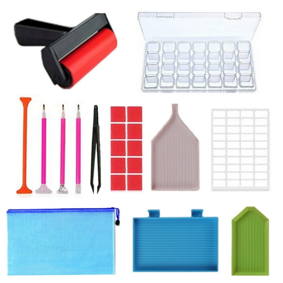 22Pcs 5D DIY Diamond Painting Tools Kit Roller Embroidery Pen Box Diamond Painting Accessories