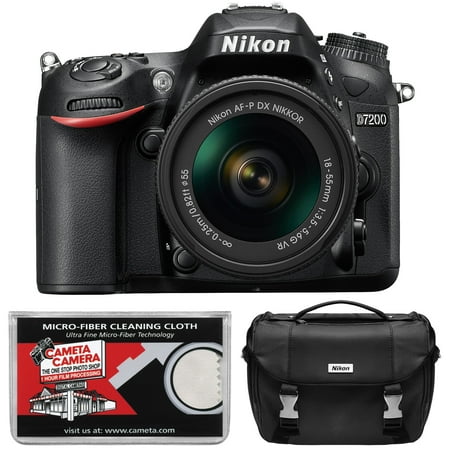 Nikon D7200 Wi-Fi Digital SLR Camera Body - Factory Refurbished with AF-P 18-55mm G VR DX Zoom Lens + Case + Kit