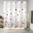 thumbnail image 6 of No Hook Shower Curtain, Blue Flowers Shower Curtains for Bathroom with See Through Top Window, Pink Watercolor Botanical Garden Floral Waterproof & Washable Bath Curtain Long 72"x78", 6 of 9
