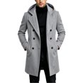 thumbnail image 5 of Trikvn Men Peacoat Wool Winter Trendy Tweed Long Hooded Double Breasted Overcoat Warm Vintage Outerwear with Pockets Thermal, 5 of 7