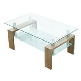 Clipop Modern Rectangle 2-Tier Coffee Table, Tempered Glass Shelf, for ...