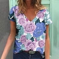 thumbnail image 1 of T-Shirts d'Été pour Femmes Grande Taille à Manches Courtes Femmes Blouse Imprimée d'Été T-Shirts Décontractés à Col en V T-Shirts à Manches Courtes Hauts T-Shirt à Col en V Femmes en Liquidation, 1 of 5