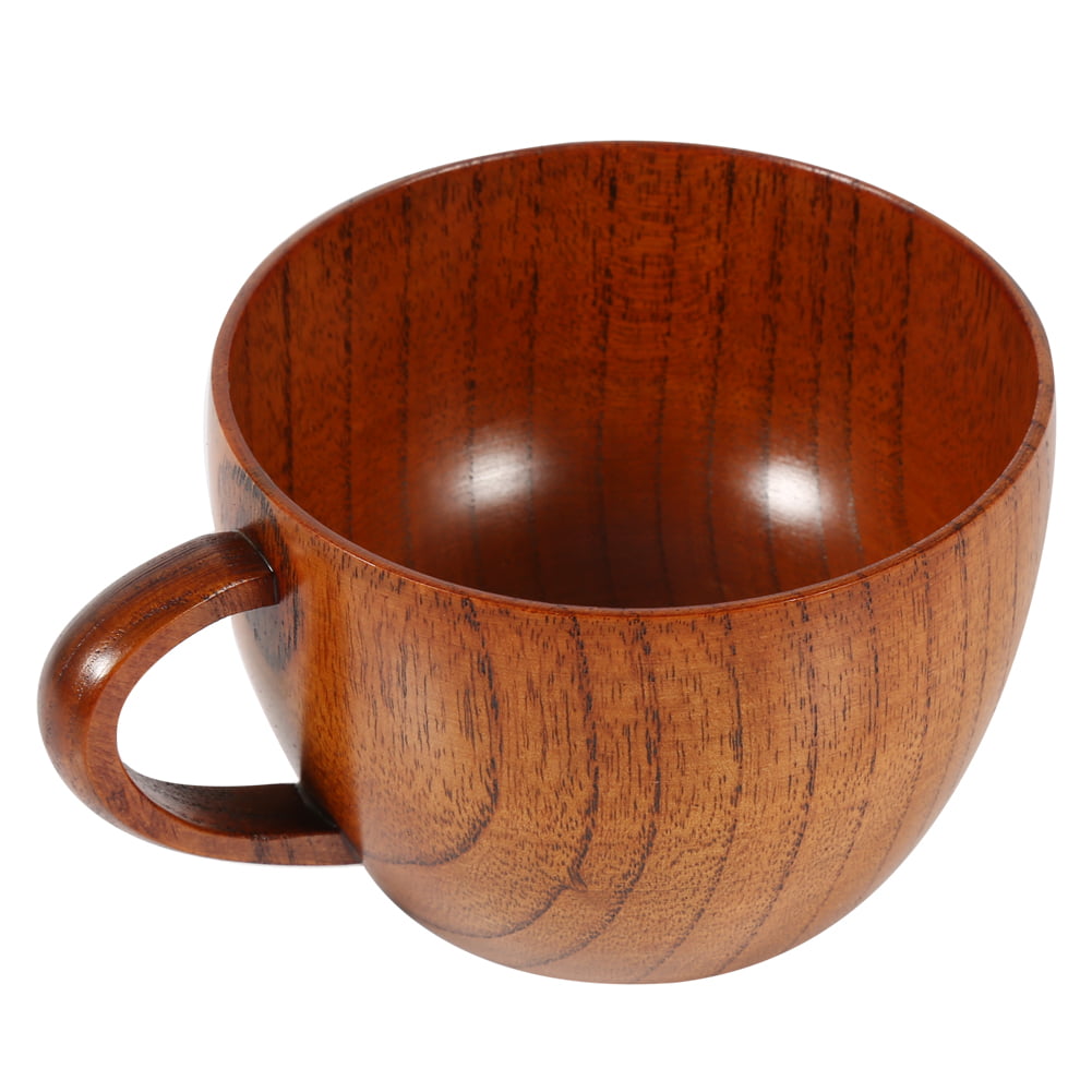 Tea Cups Coffee Mug Drinking Cup Natural Wood Mug with Handle for Coffee Beer Juice Milk Wooden Cup