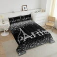YST Eiffel Tower Comforter Set for Girls,Black White Romantic Paris