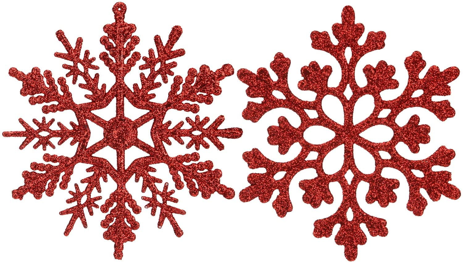 Christmas Holiday Ornaments Pack Of 20 Red Glitter Snowflakes 