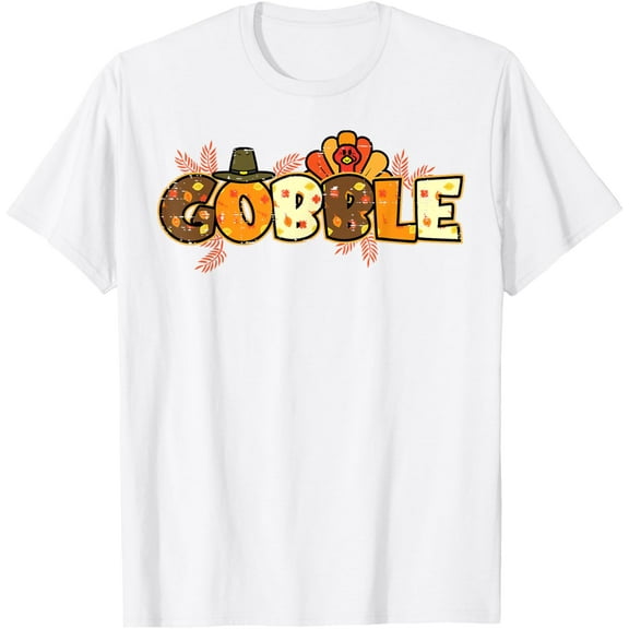 Gobble Turkey Cute Happy Thanksgiving Day Men Women Kids T-ShirtMen's and women's pure cotton short-sleeved shirts
