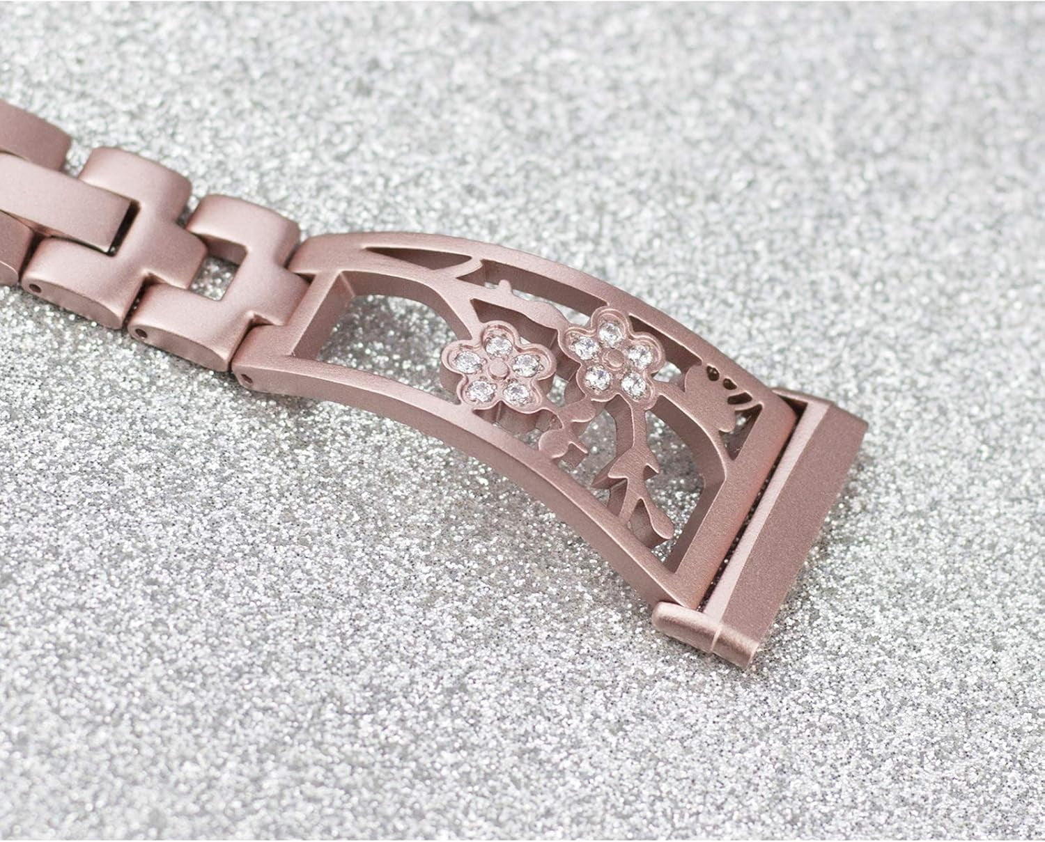 REQO Stainless Steel Bracelet Compatible with Fitbit Sense 2/Sense/Versa 4/Versa 3, Women Bling Replacement Bands Dressy Luxurious Wristbands for Ladies