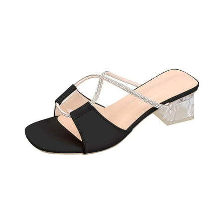 

Cathalem Thick Soles For Women Simple Thin Sandals Summer Thick Wear Fashion Double Women S Sandals Black A
