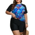 thumbnail image 2 of FOLUNSI Womens Plus Swimsuits 2 Piece Short Sleeve with Boyshorts Surfing Swimwear 0X-5X, 2 of 5