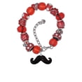 thumbnail image 2 of Delight Jewelry Silvertone Large Black Enamel Mustache Red Paw Print Bead Bracelet, 7"+2", 2 of 4