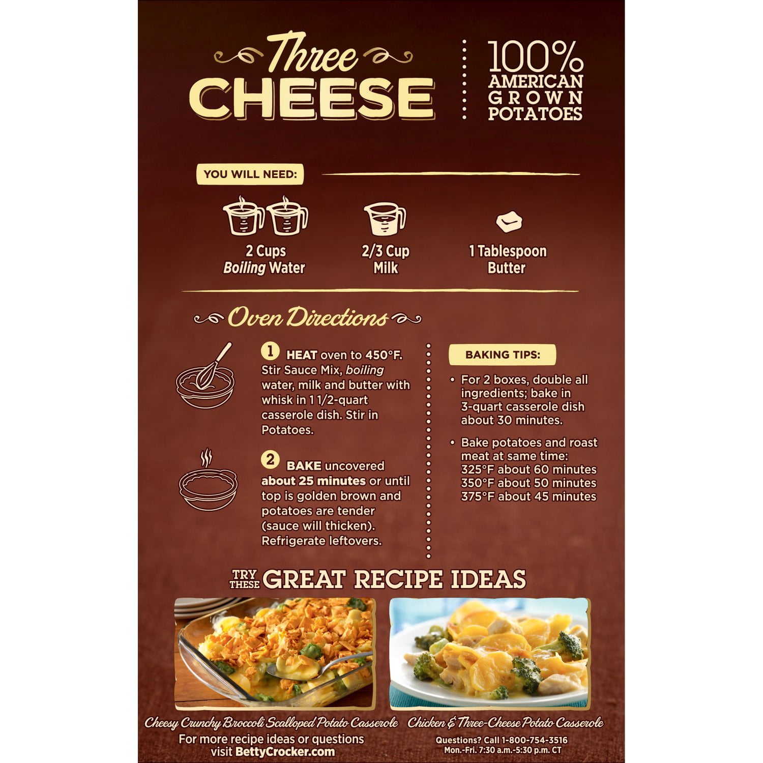 Betty Crocker Three Cheese Potatoes, Made with Real Cheese, 5 oz (Pack of 3)