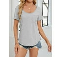 thumbnail image 5 of Egzmbll Summer T-shirts for Women Lightweight Solid T-shirt Short Sleeves Breathable Womens Top Quick Dry Casual Beach Fashion Vacation Holidays Daily Wear, 5 of 8