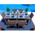 thumbnail image 6 of Sorrento 7-Piece Resin Wicker Outdoor Patio Furniture Dining Table Set in Gray w/ Dining Table and Six Cushioned Chairs (Flat-Weave Gray Wicker, Polyester Light Gray), 6 of 8