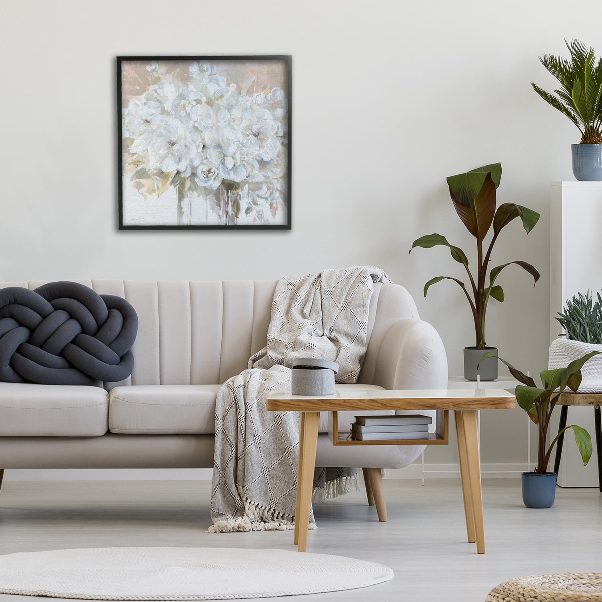 Stupell Industries Soft White Bouquet Serenity Black Framed Giclee Art, design by Carol Robinson
