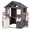 Gray, variant on Costway Kids Outdoor Playhouse with Sink, Spruce Wooden Cottage with Half Door, Flower Pots Gray
