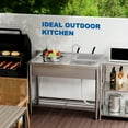 thumbnail image 3 of Free Standing Stainless-Steel Single Bowl Commercial Restaurant Kitchen Sink Set w/Faucet & Drainboard, Prep & Utility Washing Hand Basin w/Workbench & Storage Shelves Indoor Outdoor, 3 of 9