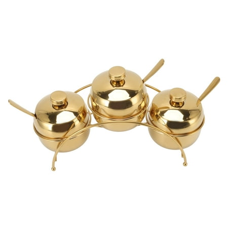 

Seasoning Jar And Spoon Set Non Slip Food Grade Condiment Jars Set Durable Dustproof Hygienic With Bridge Shaped Rack For Outdoor Trips Gold Rose Gold