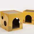 thumbnail image 4 of Cabane Grattoir pour Chat, Forme de Fromage en Carton Résistant aux Rayures Maison de Grattoir pour Chat pour Se Reposer pour Faire de l'Exercice, 4 of 7