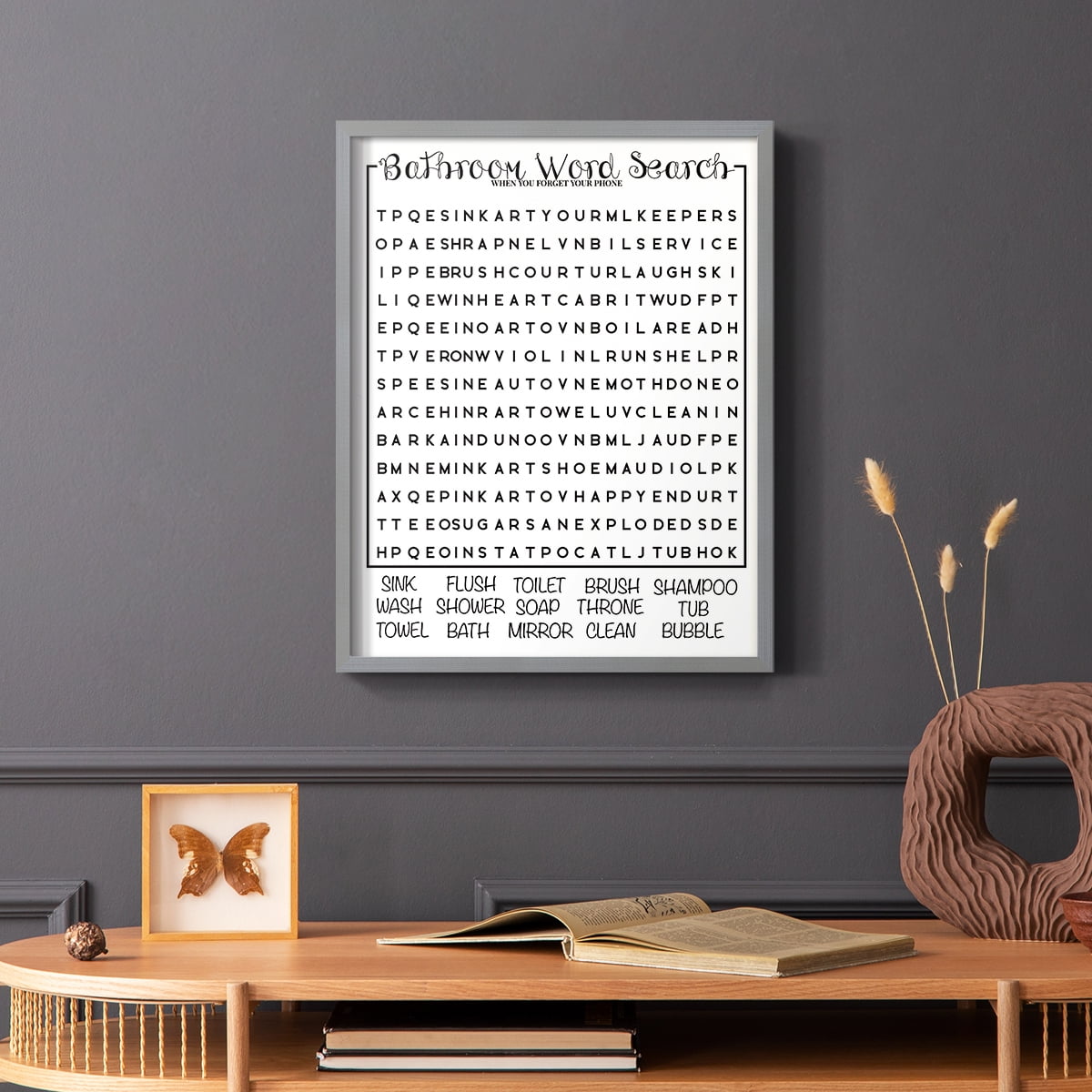 Bath Word Search in Paper Solid Wood 8 x 10 Framed Print