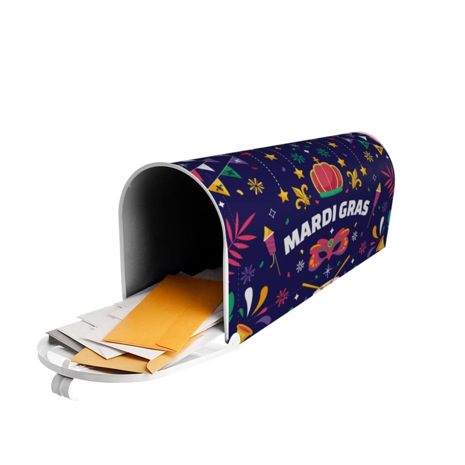 Xecao Happy Mardi Gras for Mailbox Cover with Magnetic Strips, Waterproof and Sunscreen, Adds a Decorative Touch to Your Garden Yard.