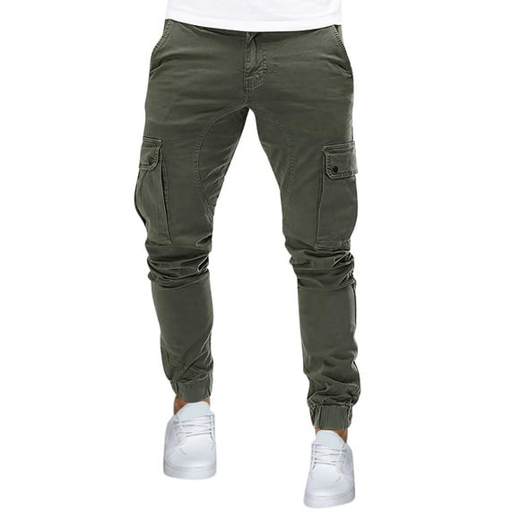 cllios Clearance Clothes Under $5 Men's Cargo Pants Big and Tall Multi Pockets Pants Outdoor Work Trousers Comfortable Hiking Cargo Pants