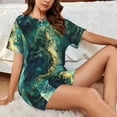 thumbnail image 4 of KLL Turquoise Golden Swirl Print Pajama Set for Women Short Sleeve Sleepwear Pjs Soft 2 Piece Lounge Sleepwear Sets-XX-Large, 4 of 6