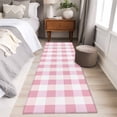 thumbnail image 4 of 2'x6' Rug Runners for Hallways Kitchen, Pink Plaid Non Slip Entryway Beside Floor Carpet Runner, Spring Farmhouse Buffalo Checkered Washable Laundry Room Bedroom Throw Rugs Mat for Family Pet, 4 of 8